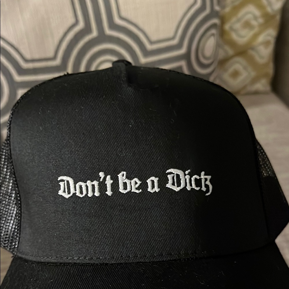 Black Trucker Hat With Bold Statement - image 3